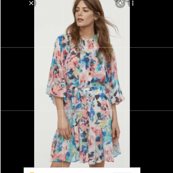 H and m flowy floral chiffon dress in perfect condition worn once - Picture 2 of 5